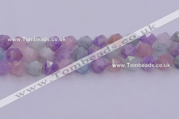 CMQ384 15.5 inches 12mm faceted nuggets mixed quartz beads