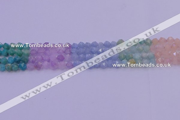 CMQ391 15.5 inches 6mm faceted nuggets mixed quartz beads