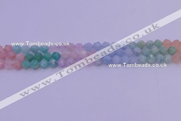 CMQ392 15.5 inches 8mm faceted nuggets mixed quartz beads