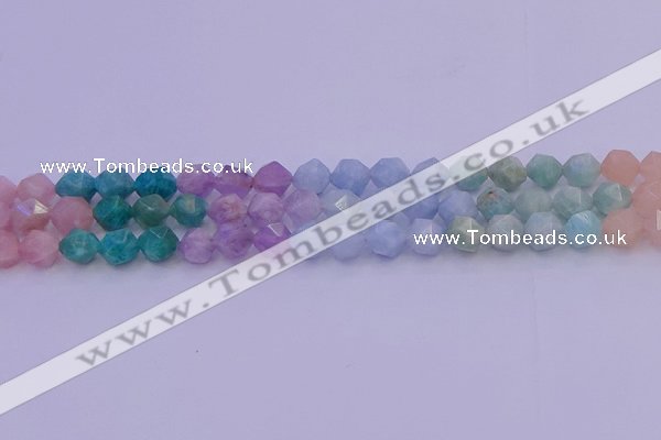 CMQ394 15.5 inches 12mm faceted nuggets mixed quartz beads