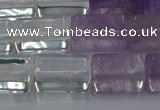 CMQ40 15.5 inches 10*15mm trihedron mixed quartz beads wholesale