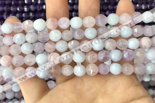 CMQ422 15.5 inches 8mm faceted round natural mixed quartz beads