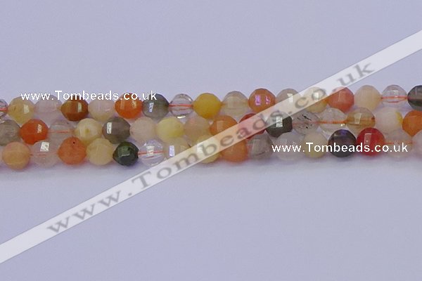 CMQ427 15.5 inches 8mm faceted round natural mixed quartz beads