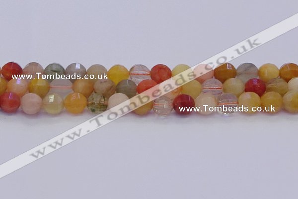 CMQ428 15.5 inches 10mm faceted round natural mixed quartz beads