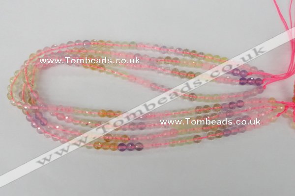 CMQ51 15.5 inches 6mm faceted round multicolor quartz beads