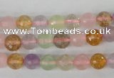 CMQ52 15.5 inches 8mm faceted round multicolor quartz beads