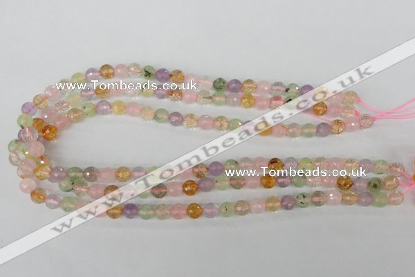 CMQ52 15.5 inches 8mm faceted round multicolor quartz beads