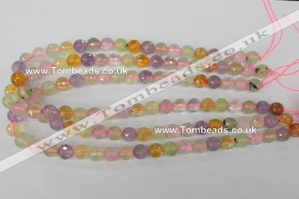 CMQ53 15.5 inches 10mm faceted round multicolor quartz beads