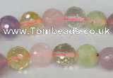 CMQ54 15.5 inches 12mm faceted round multicolor quartz beads