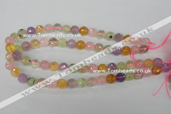 CMQ54 15.5 inches 12mm faceted round multicolor quartz beads