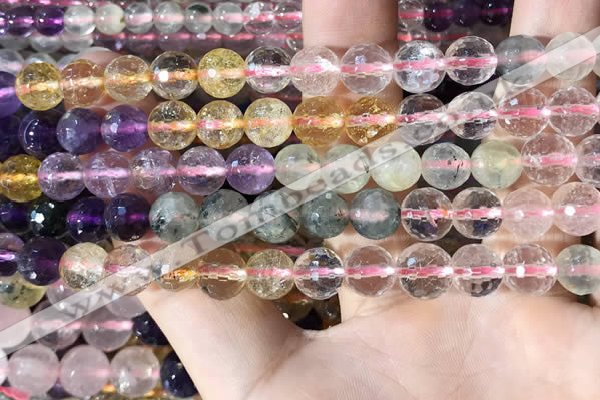 CMQ544 15.5 inches 8mm faceted round colorfull quartz beads