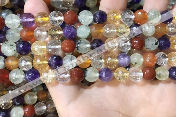 CMQ552 15.5 inches 8mm faceted round colorfull quartz beads