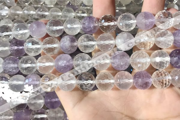 CMQ557 15.5 inches 12mm faceted round colorfull quartz beads