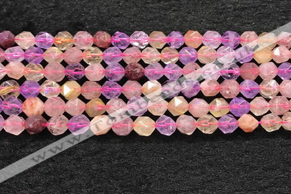 CMQ566 15.5 inches 8mm faceted nuggets mixed quartz beads