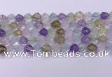 CMQ577 15.5 inches 10mm faceted round mixed quartz beads