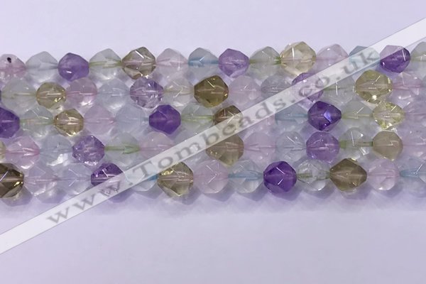 CMQ577 15.5 inches 10mm faceted round mixed quartz beads