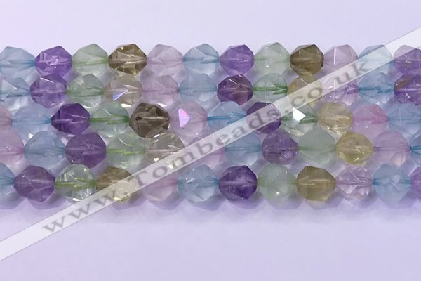 CMQ578 15.5 inches 12mm faceted round mixed quartz beads