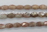 CMS100 15.5 inches 6*9mm faceted rice moonstone gemstone beads