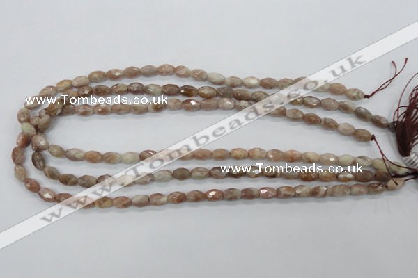 CMS100 15.5 inches 6*9mm faceted rice moonstone gemstone beads