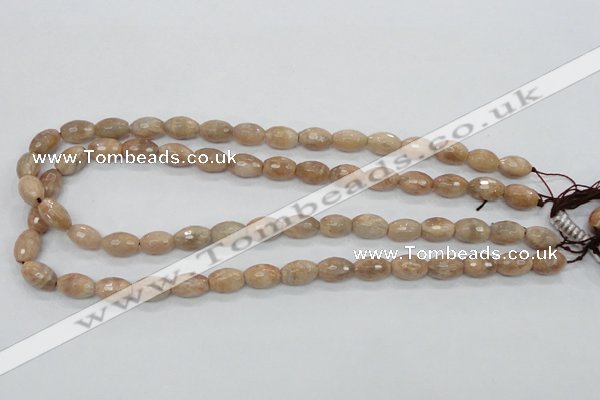 CMS101 15.5 inches 8*12mm faceted rice moonstone gemstone beads