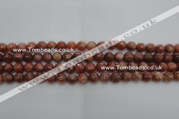 CMS1012 15.5 inches 8mm faceted round AA grade moonstone beads