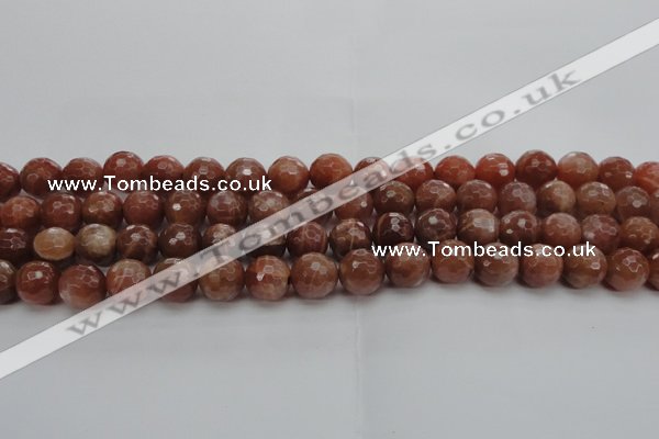 CMS1014 15.5 inches 10mm faceted round AA grade moonstone beads