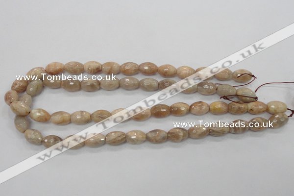CMS102 15.5 inches 10*14mm faceted rice moonstone gemstone beads