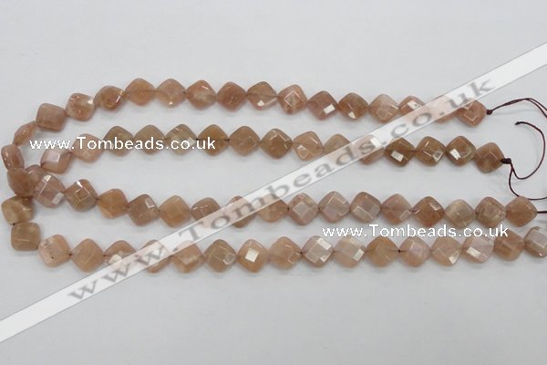 CMS105 15.5 inches 10*10mm faceted diamond moonstone gemstone beads