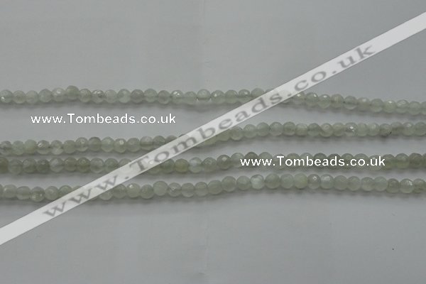 CMS1054 15.5 inches 4mm faceted round grey moonstone beads wholesale