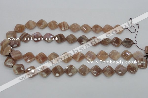 CMS106 15.5 inches 14*14mm faceted diamond moonstone gemstone beads