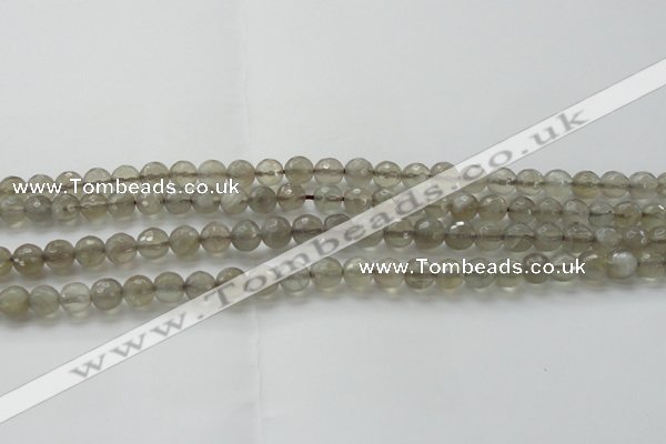 CMS1060 15.5 inches 6mm faceted round grey moonstone beads wholesale