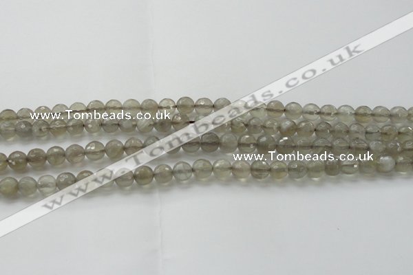 CMS1061 15.5 inches 8mm faceted round grey moonstone beads wholesale