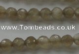 CMS1067 15.5 inches 6mm faceted round grey moonstone beads wholesale