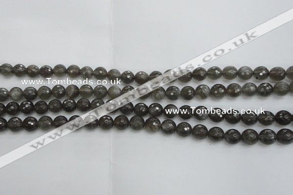 CMS1075 15.5 inches 6mm faceted round grey moonstone beads wholesale