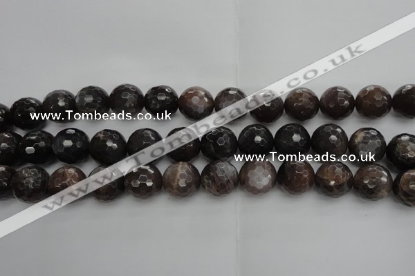 CMS1078 15.5 inches 12mm faceted round grey moonstone beads wholesale