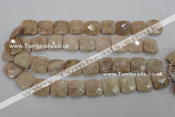 CMS110 15.5 inches 20*20mm faceted square moonstone gemstone beads