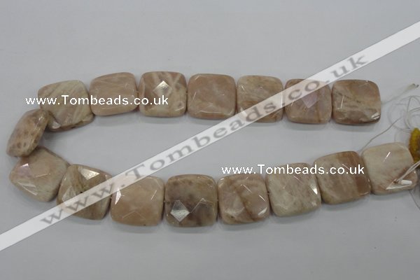 CMS111 15.5 inches 25*25mm faceted square moonstone gemstone beads