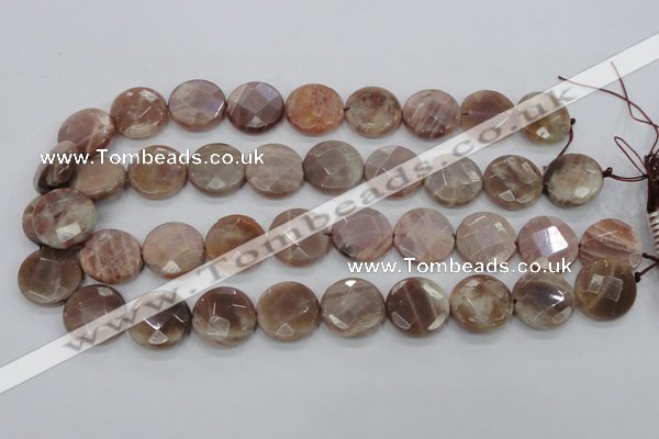 CMS113 15.5 inches 20mm faceted coin moonstone gemstone beads