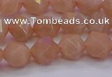 CMS1133 15.5 inches 10mm faceted nuggets peach moonstone beads