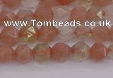 CMS1136 15.5 inches 6mm faceted nuggets rainbow moonstone beads