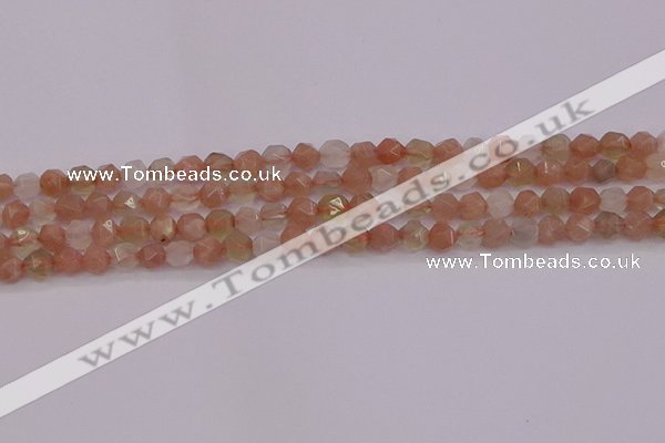 CMS1136 15.5 inches 6mm faceted nuggets rainbow moonstone beads