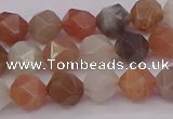 CMS1137 15.5 inches 8mm faceted nuggets rainbow moonstone beads