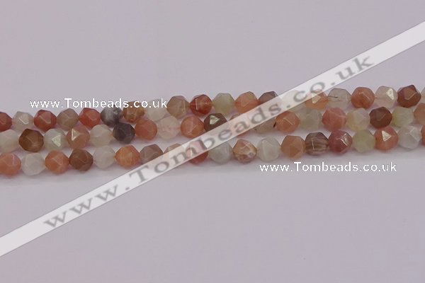 CMS1137 15.5 inches 8mm faceted nuggets rainbow moonstone beads