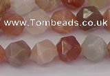 CMS1138 15.5 inches 10mm faceted nuggets rainbow moonstone beads