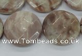 CMS114 15.5 inches 25mm faceted coin moonstone gemstone beads