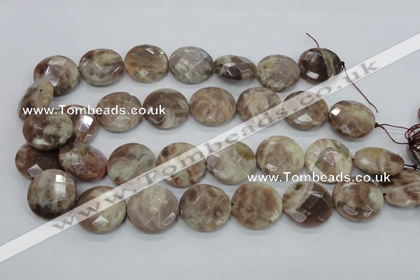 CMS114 15.5 inches 25mm faceted coin moonstone gemstone beads