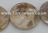 CMS115 15.5 inches 35mm faceted coin moonstone gemstone beads