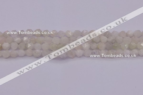 CMS1154 15.5 inches 8mm faceted nuggets white moonstone beads