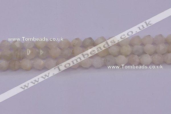 CMS1156 15.5 inches 12mm faceted nuggets white moonstone beads