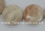 CMS116 15.5 inches 25mm faceted coin moonstone gemstone beads